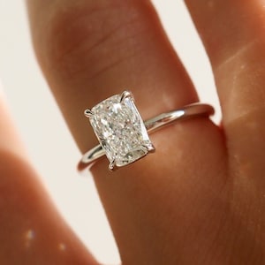 3 CT Cushion Cut Moissanite Engagement Ring, Cushion Cut Diamond Ring For Women, 14k white gold Ring, Anniversary Gift For Her, Promise Ring