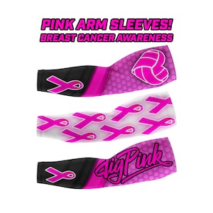 Pink Arm Sleeves. Breast Cancer Awareness. Volleyball, Sports, Ribbons