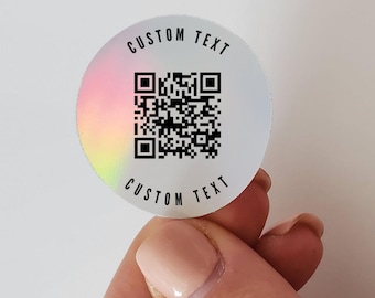 Pegatinas de código QR personalizadas para empresas. Etiquetas para sitios web y redes sociales. Calcomanías personalizadas Scan Me. Pegatinas de marketing para pequeñas empresas.