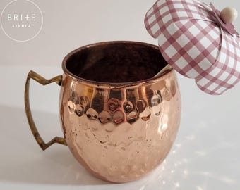 Sombrilla de cóctel a cuadros otoñales - Decoración vintage para eventos con estampado de cuadros vichy