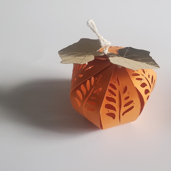 3d Pumpkin Favor Box, Fall Luminary, Halloween Treat Box, Thanksgiving Placeholder, Autumn Décor, pumpkin template, Digital Download