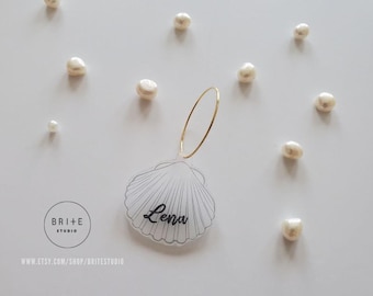 Personalized Shell Wine Charms: Coastal Drink Markers, Bachelorette Favors