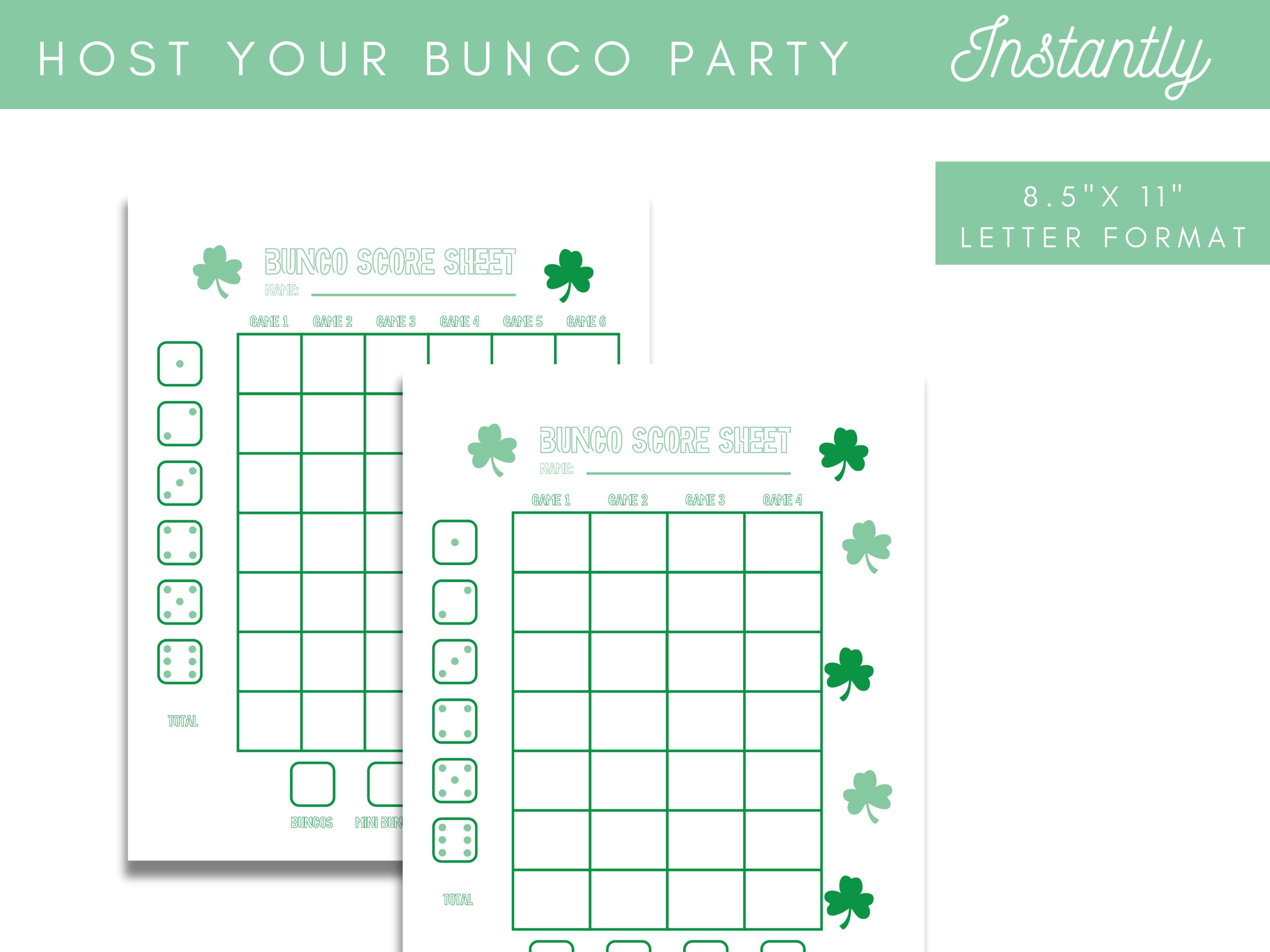 St. Patrick's Day Bunco Score Card Set - Fun and Festive Dice Game for ...