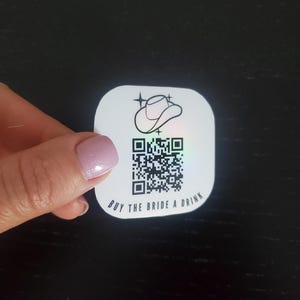 Adesivo QR Code per il pagamento di un drink alla sposa, etichetta per drink da addio al celibato, Venmo per l'addio al nubilato, adesivo olografico personalizzato per l'addio al nubilato