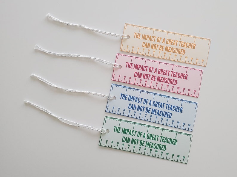 Teacher Appreciation Gift Tag Bookmark: Printable Ruler Design (digital ...