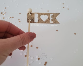 Adorno personalizado con monograma brillante para cupcakes de boda: decoración para fiesta de compromiso