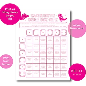 Cowgirl Bachelorette Dice Game, Drinking Game for Hen Party, Ladies Night Game, Nashville Bachelorette Party Weekend Game, Last Rodeo