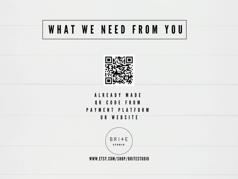 what we need from you: already made qr code from payment platform or website.