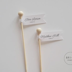 Vintage-inspired Cocktail Hour Drink Stirrers - Customized Oxford Pennant Wedding Table Numbers