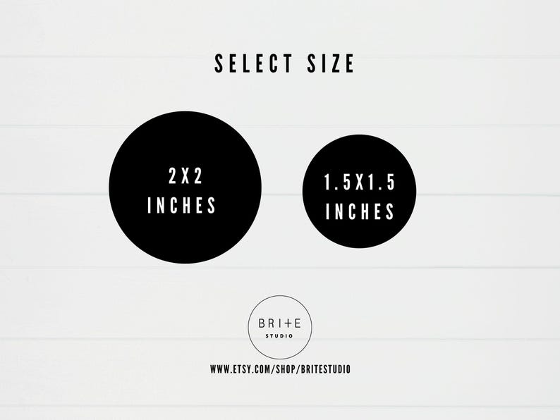 select size2x2 inches or1.5x1.5 inches.