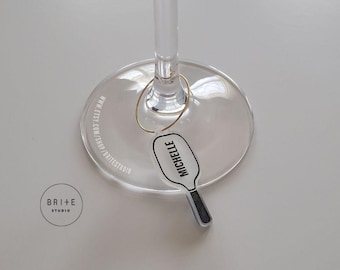 Personalized Pickleball Paddle Drink Marker: Custom Wine Charm