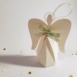 3D Engel Flügel Weihnachten Gunst Name Kartenvorlage, Winter Hochzeit Taufe Leckerli Box, Geschenkanhänger Digitaler Download, Engel svg Datei Platzhalter