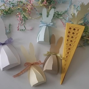 Plik SVG z wyciętym króliczkiem do pudełek na upominki Uroczy zwierzęcy wzór zastępczy na pomysł na upominek na przyjęcie z okazji baby shower plik do wycięcia do pudełka wielkanocnego z króliczkiem cricut diy