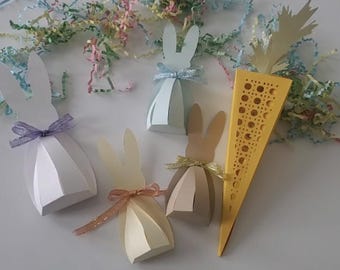 Archivo de corte SVG de conejito para cajas de regalos. Lindo diseño de animal para marcador de posición de regalo de fiesta de baby shower. Archivo de corte para Cricut. Caja de conejito de Pascua de bricolaje.