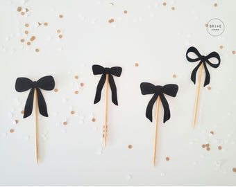 Adornos para cupcakes con lazos para el primer cumpleaños, tendencia de lazos, fiesta, estética coqueta, decoración para baby shower, temática de lazo, cinta navideña