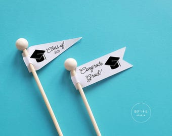 Adornos para cupcakes de graduación 2025: decoraciones para birretes de graduación