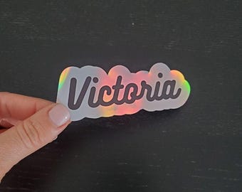 Personalized Name Holographic Sticker: Waterproof Laptop Decal