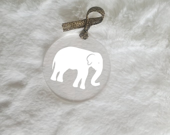 Weißer Elefant Geschenk: Weihnachtsbaum Ornament aus Acryl