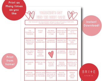 Galentines Day Party Games , Valentines Day Games for Adults,  Galentines Day Games, Find the Guest Game Galentines Day Ideas