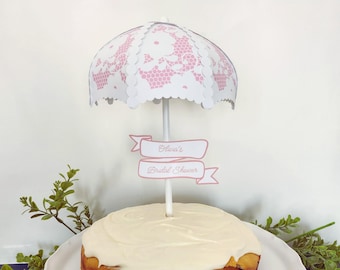 Adorno para tarta de paraguas de encaje vintage para despedidas de soltera y fiestas, decoración para tartas de baby showers.