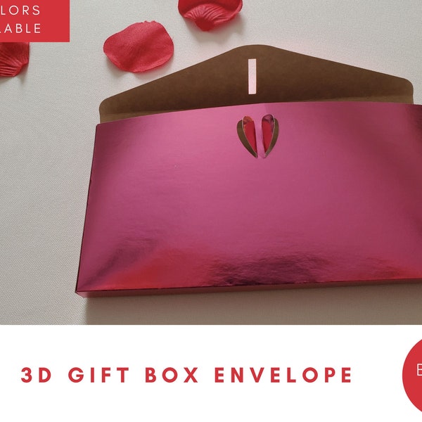 Reusable Self Sealing Heart Closure Clasp Envelope | Heart Envelope | Valentine's Day Envelope | Gift Certificate Envelope Box