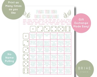 Juego de dados de Pascua: Intercambio de huevos imprimible (descarga digital)