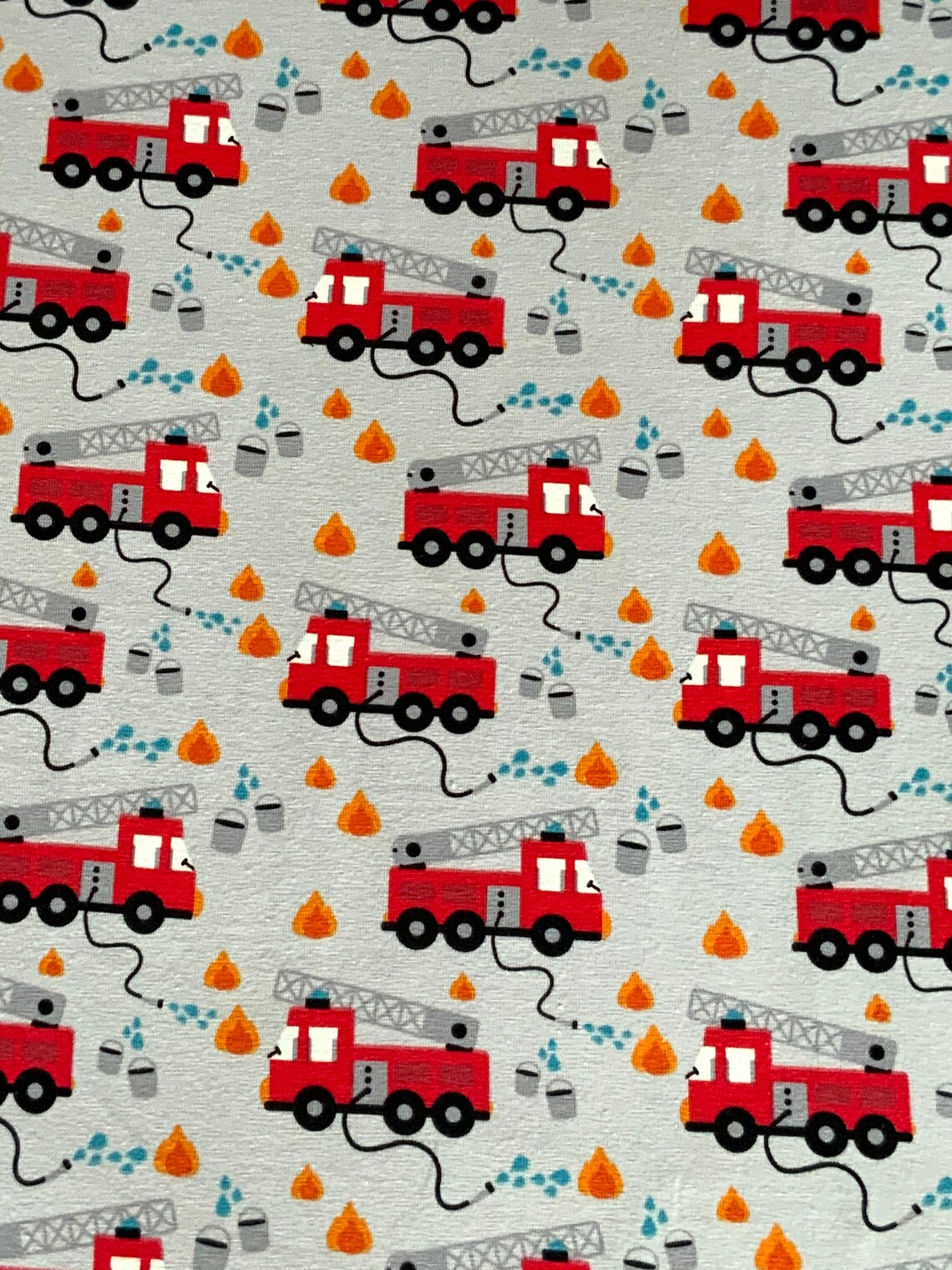 Firefighters on cotton jersey fabric stretch knit fabric Etsy