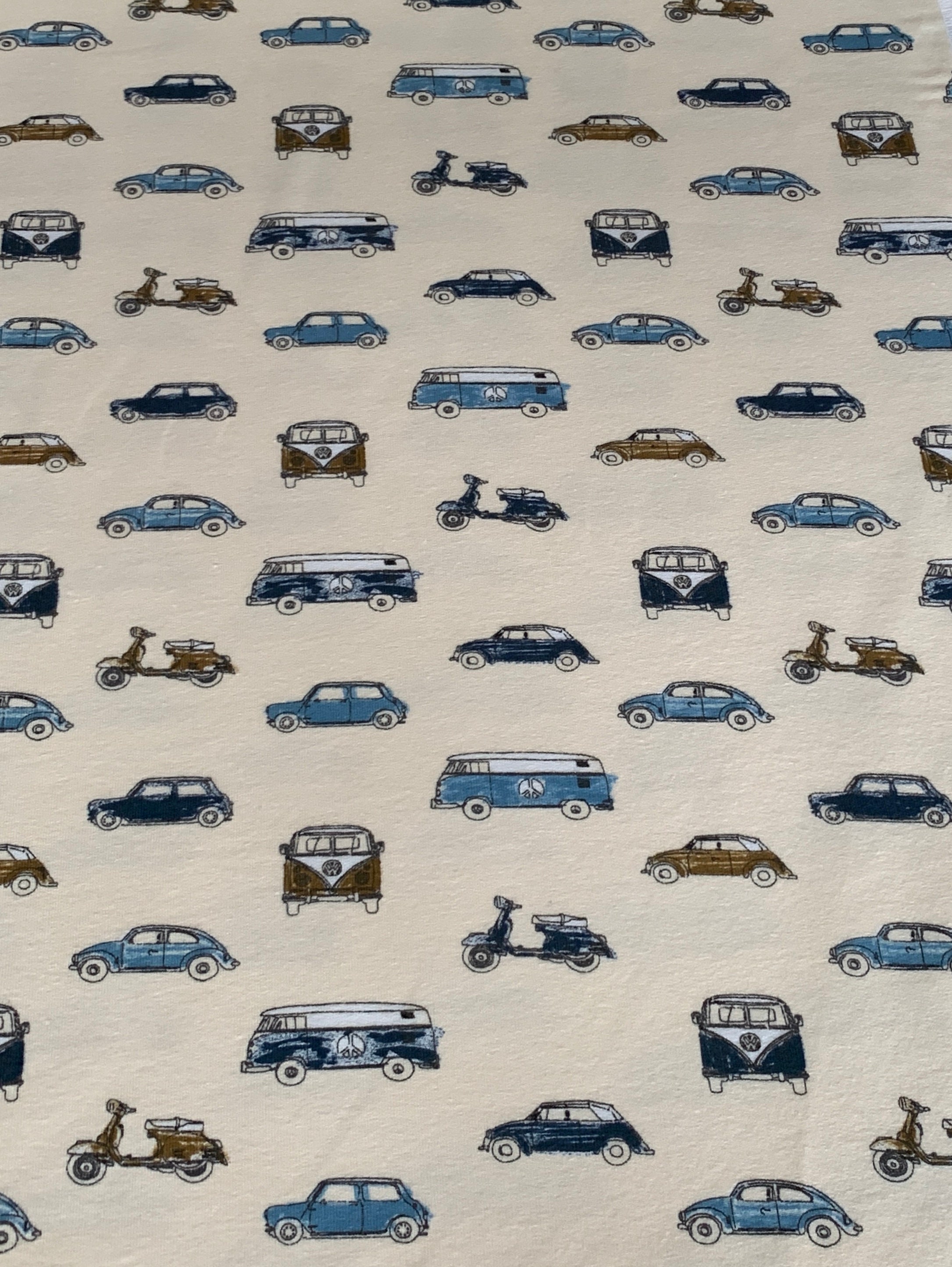 Cars on beige french terry fabric fabric for kids stretch | Etsy