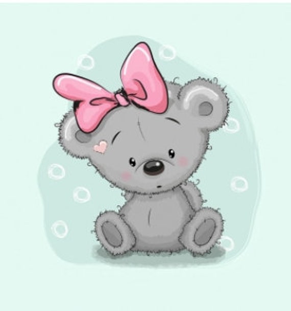 Cute Teddy Bear Panel French Terry Panel Fabric For Kids Etsy