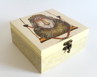 Box Erinnerungsbox Schatulle Schmuckkästchen Erinnerungskiste 15x15 cm Schaf Versandfertig Handarbeit