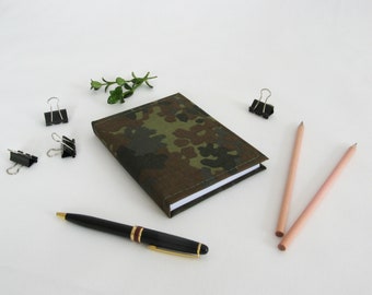 A6 Notizbuch Camouflage Tarnmuster Handgebunden mit wasserfestem Stoff bezogen