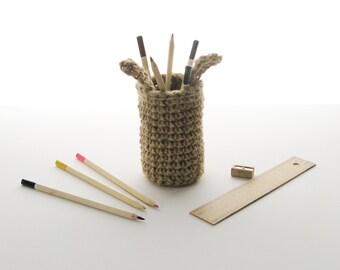 Pen holder made of jute Ø9x12cm rabbit storage desk READY TO SHIP