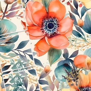Vintage Floral Pattern, Floral Pattern, Watercolor Floral, Watercolor Floral Pattern, Flowers in Watercolor, Seamless Repeat, Commercial Use