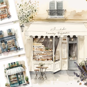 Acuarela Coffee Shop Clipart Bundle, Cozy Shop Clipart, Shops clipart, Scrapbooking, Shop Clipart Bundle, Uso comercial, Descarga instantánea