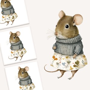 Watercolor Mouse Clipart, Watercolor Cute Mouse, Watercolor Whimsical Animal, Mouse Clipart, Whimsical Mouse Clipart, Watercolor Mouse