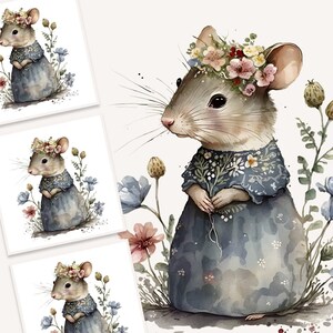 Watercolor Mouse Clipart, Watercolor Cute Mouse, Watercolor Whimsical Animal, Mouse Clipart, Whimsical Mouse Clipart, Watercolor Mouse
