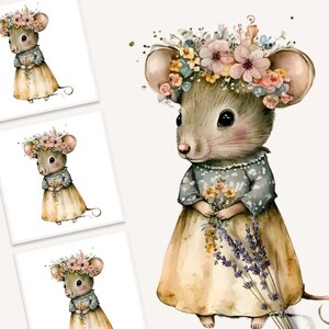 Watercolor Mouse Illustration, Watercolor Cute Mouse, Watercolor Whimsical Animal, Mouse Clipart, Whimsical Mouse Clipart, Watercolor Mouse