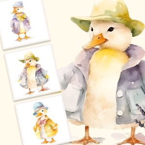 Duckling Clipart, Cute Duckling Design Bundle, Spring Duckling Illustration Bundle, Watercolor Duckling, Digital Paper, Instant Download