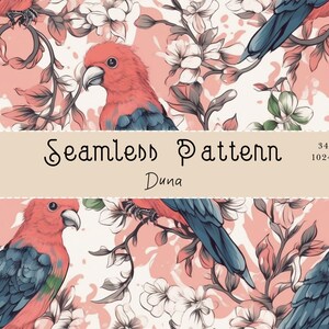 Bird Pattern, Botanical Pattern, Nature Seamless Pattern, Floral Background, Botanical Background, Seamless Repeat, POD Allowed