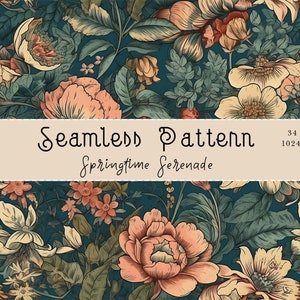 Floral Pattern, Botanical Pattern, Floral Seamless Pattern, Floral Background, Botanical Background, Seamless Repeat, Vintage Pattern