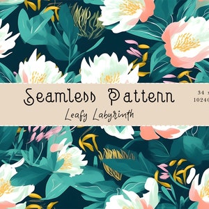 Floral Pattern, Botanical Pattern, Floral Seamless Pattern, Floral Background, Botanical Background, Seamless Repeat, POD Allowed