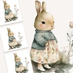Watercolor Bunny Clipart, Watercolor Cute Bunny, Watercolor Whimsical Animal, Bunny Clipart, Whimsical Bunny Clipart, Watercolor Bunny