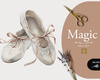 Ballerina Shoes Watercolor Clipart Set - High Quality PNG Images with Transparent Background for Digital Scrapbooking, Invitations, and More