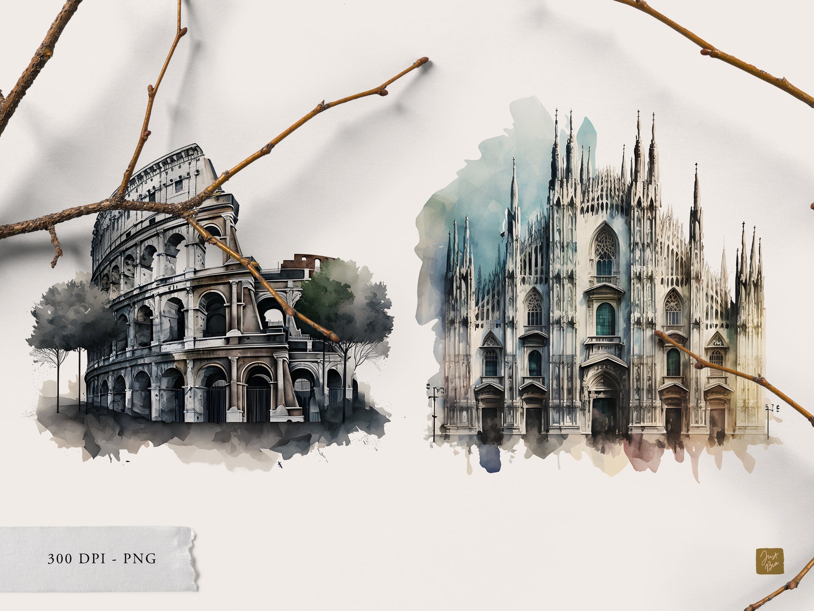 Italy Clipart, Italy Graphics, Italian Cuisine Clipart Set, Milan ...