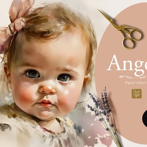 Watercolor Baby Clipart - Baby Shower PNG Digital Image Downloads for Card Making, Scrapbook, Junk Journal, Paper Craft, Baby Clipart Bundle