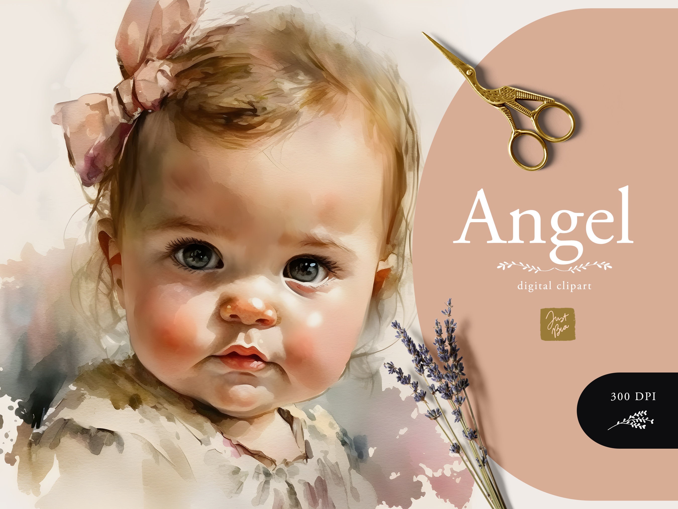 Watercolor Baby Clipart Baby Shower PNG Digital Image Downloads for