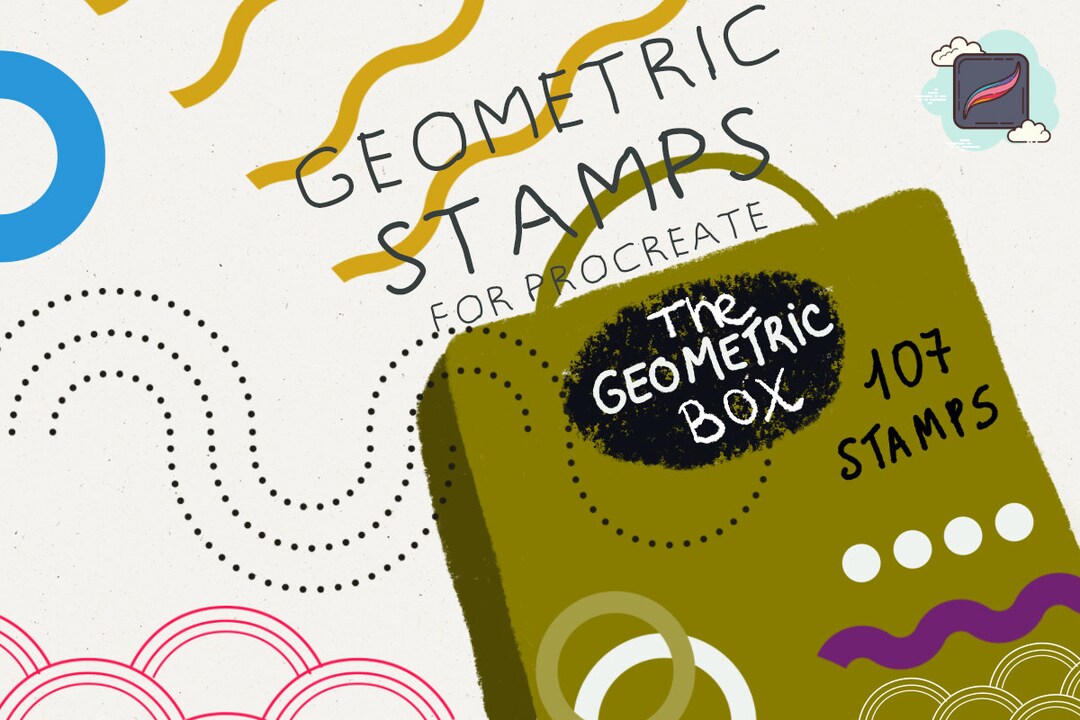 The Procreate Geometric Box, 107 Stamps for Procreate, Procreate Brush ...