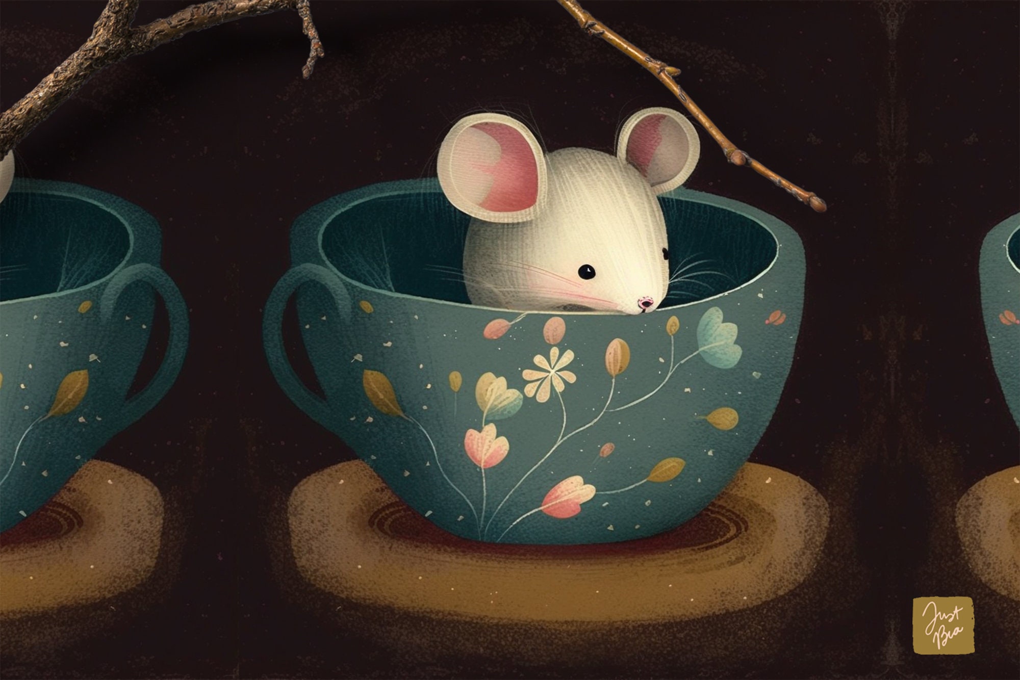 Mouse In Teacup Mouse Clipart, Mouse in Teacup Clipart, Whimsical Mouse Clipart, Cute ...