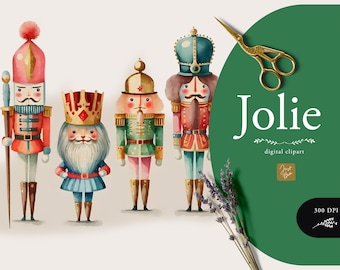Watercolor Nutcrackers, Nutcrackers Clipart, Whimsical Christmas Watercolor, Watercolor Clipart, Nutcrackers Graphics, Instant Download