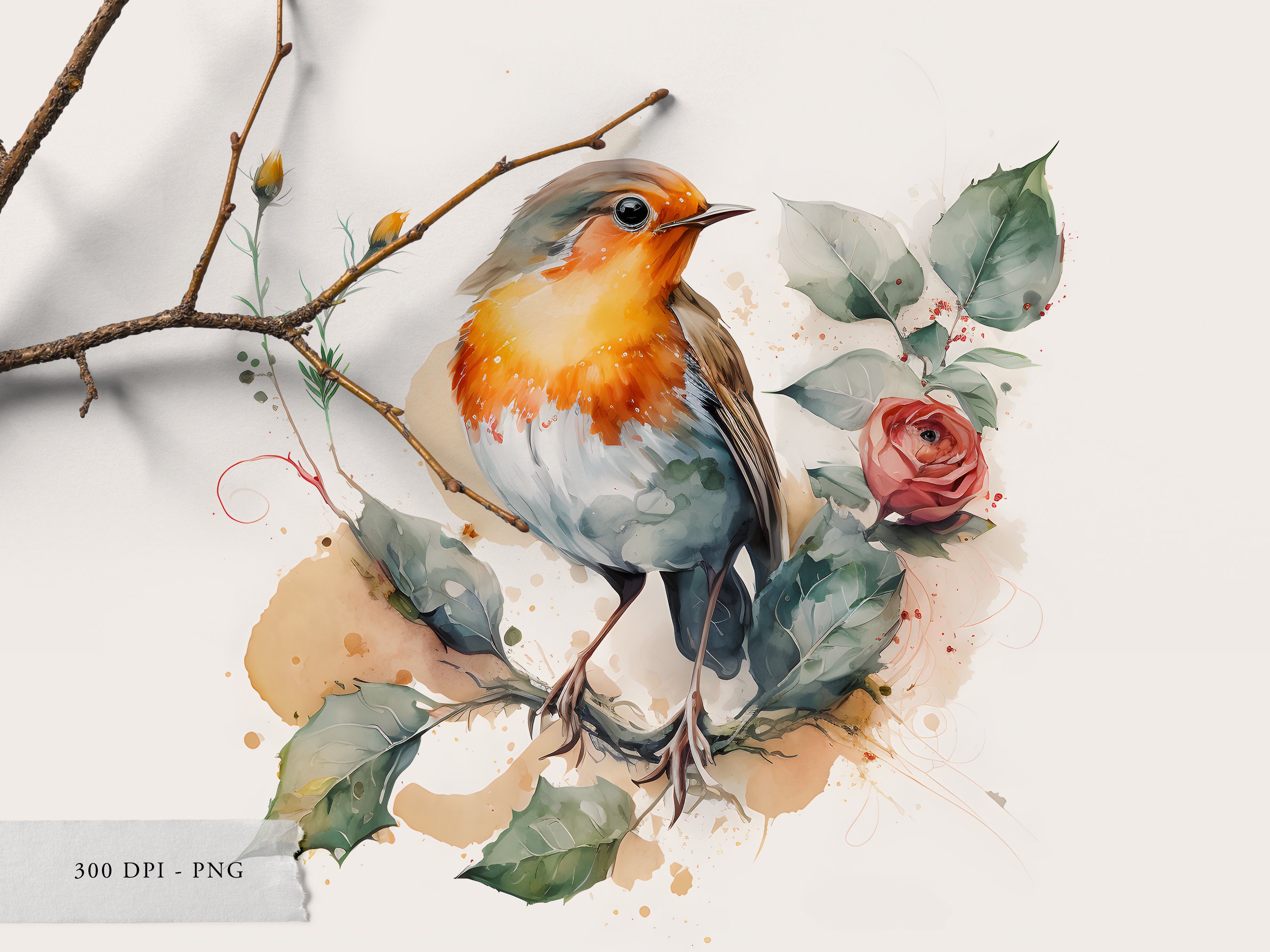 Robin In Watercolour Robin Bird Clipart, Robin Bird PNG, Watercolor Bird Clipart, Cute ...